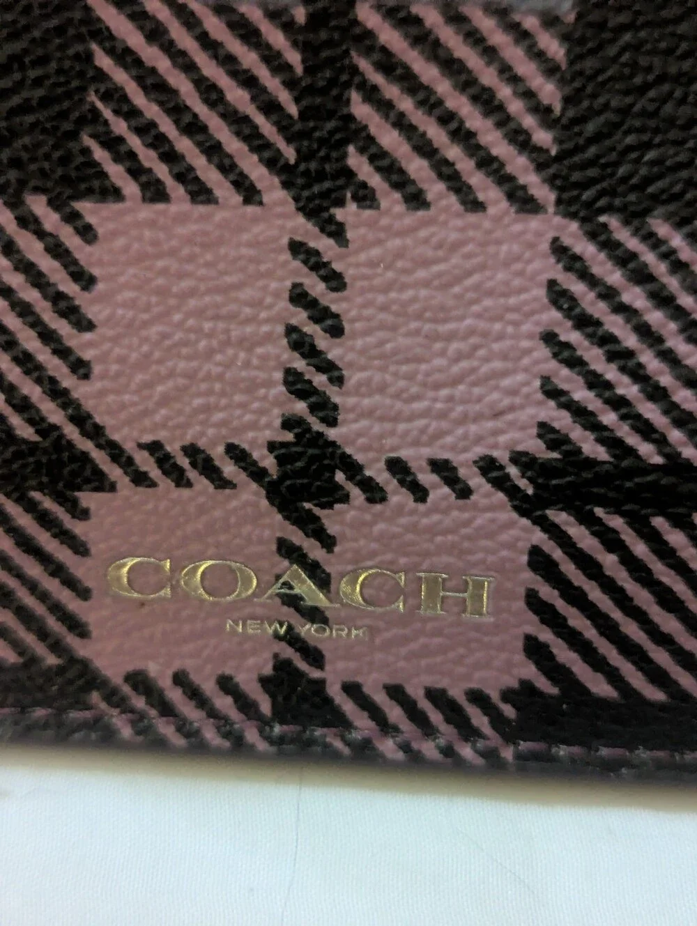 Coach East West Leather Crossbody with Lilic & Blue Plaid Pouch F 22252
